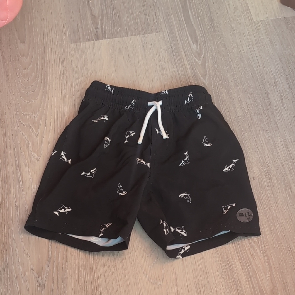 Miles The Label Black Orca Whale Print Swim Shorts